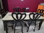 Marble Top Dining Table (6 seater) along with chairs