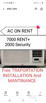 AC FOR RENT 7000 RENT+ 2000 security refundable
