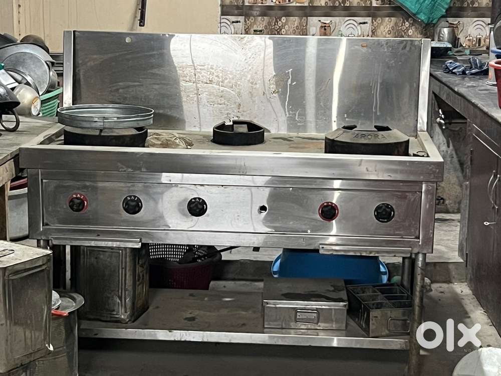 New commercial bhatti stainless steel triple burner & gravy machine