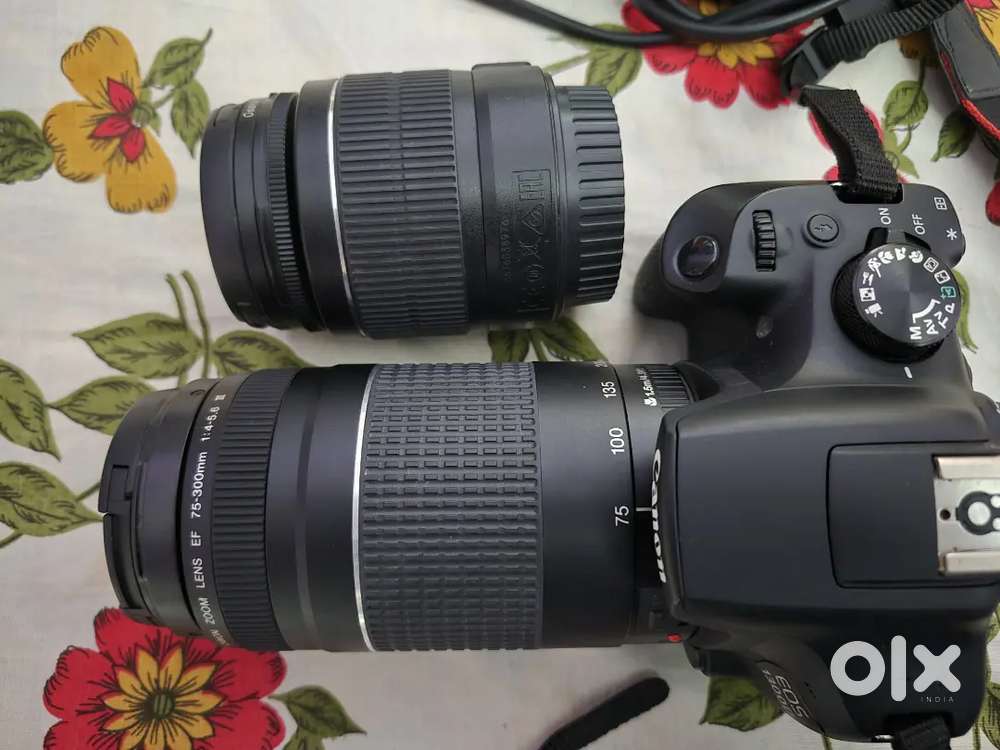 Canon EOS 1300D with kit lens and Canon 75-300 zoom lens
