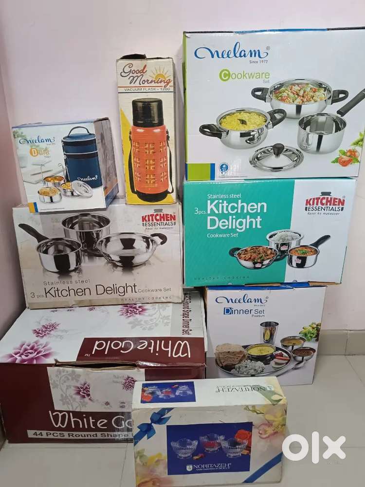 Premium 8 Products-Quality DinnerSet,CookwareSet,TiffinSet,Bowlset,Etc
