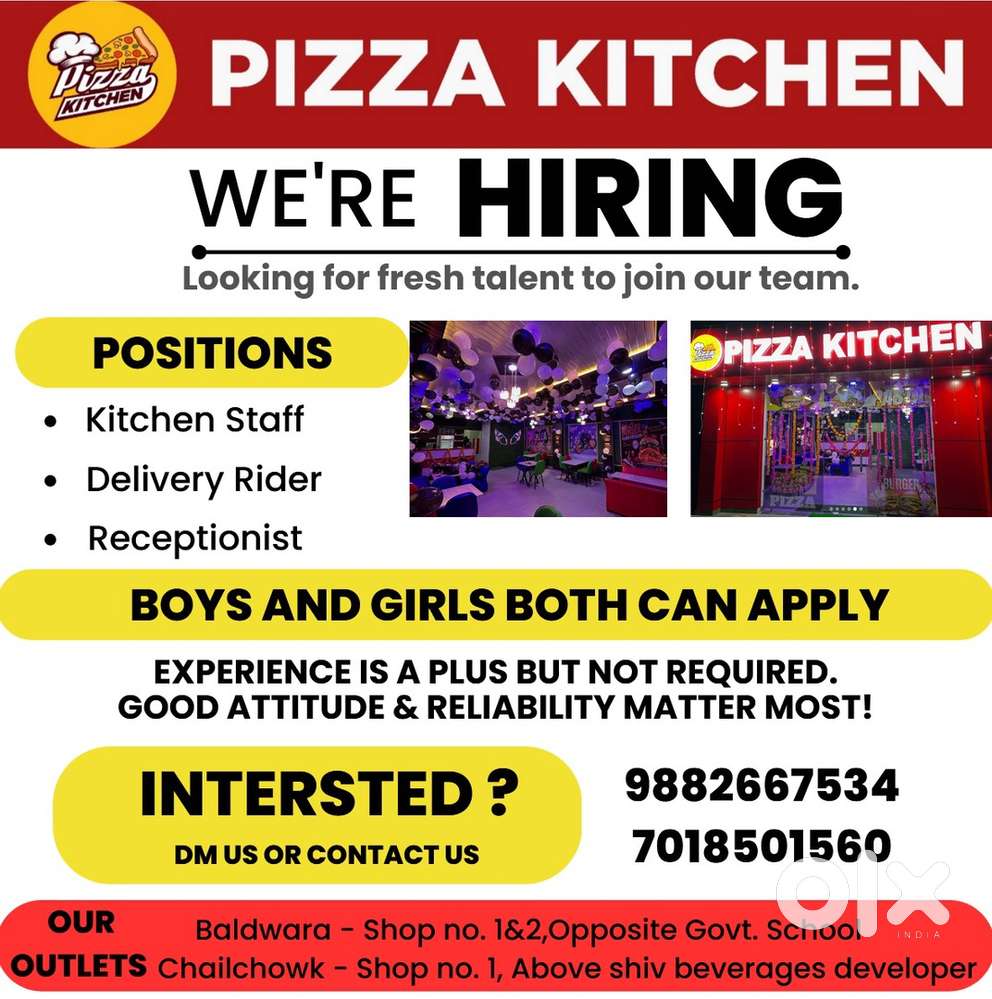 Need a staff for cafe PIZZA KITCHEN