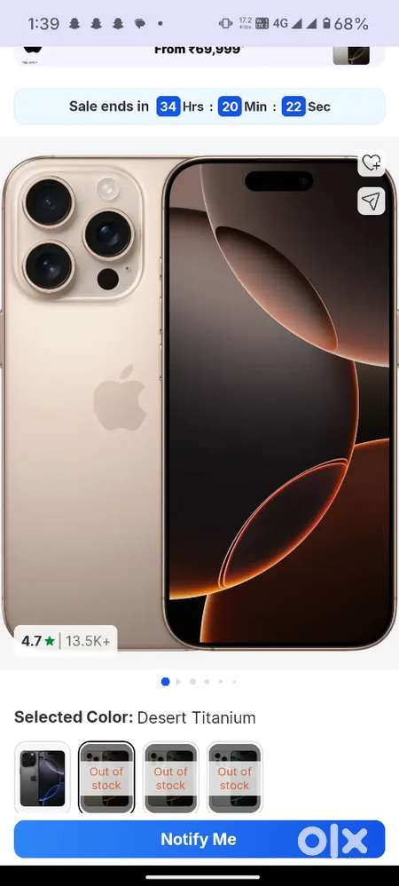 I phone 16 pro 128 gb desert titanium