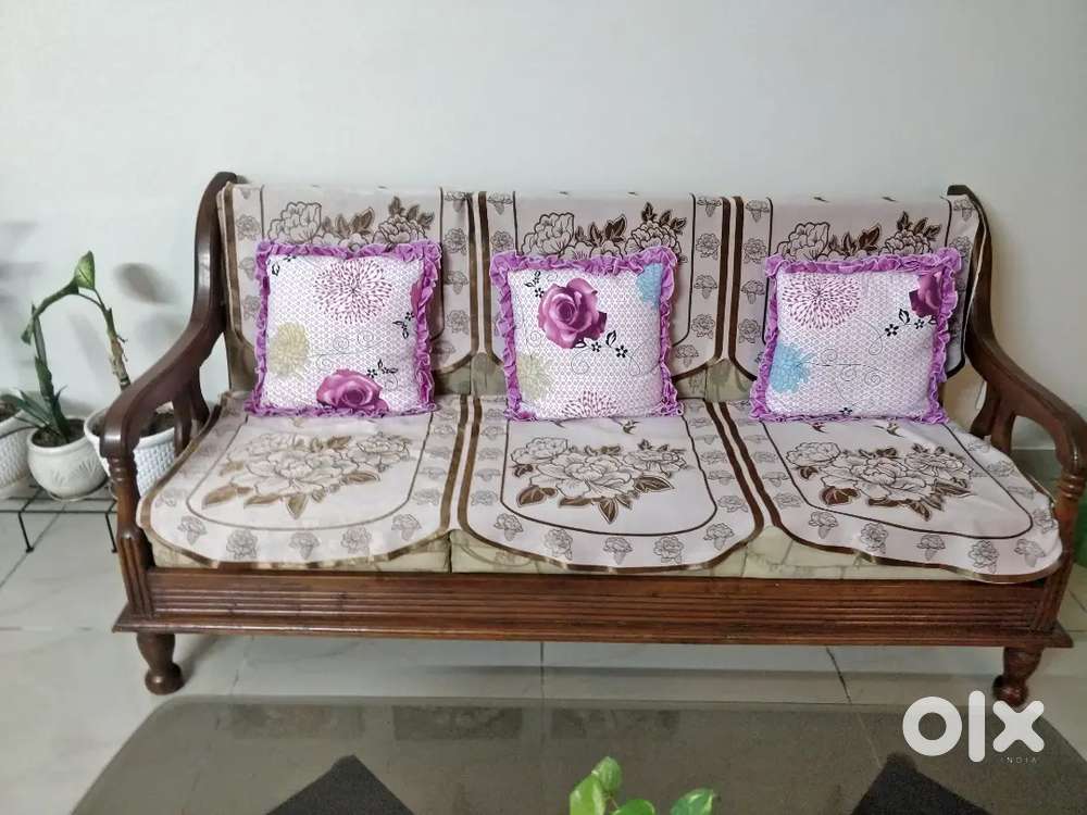 Wooden sofa (Glass center table also available)