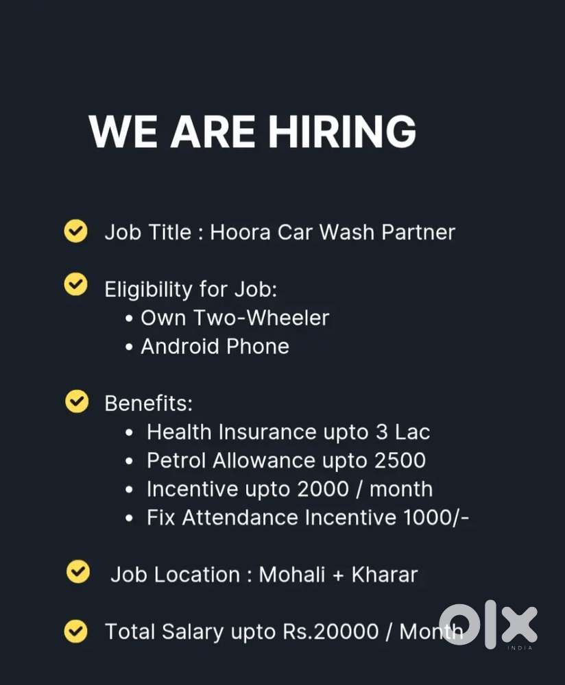 HIRING CAR WASHER