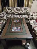 Sofa Set 7 Seater along With Glass Table