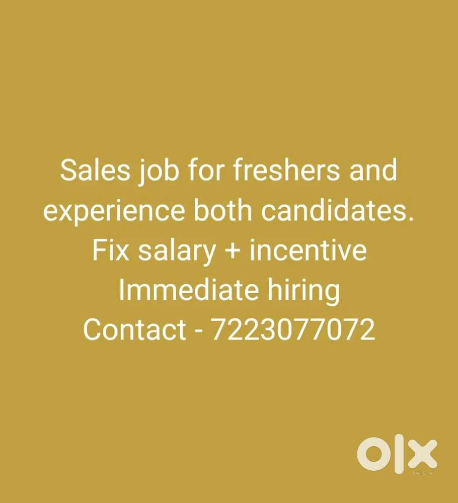 Sales job for both freshers and experience candidates