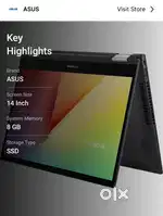 Asus vivobook Flip 14 8,512 SSD i3 11thgen