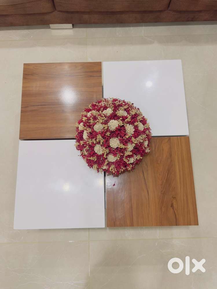 Modern Wooden & White Coffee Table – Stylish & Durable