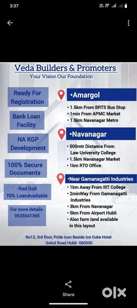 Plots for sale 
In hubli Dharwad city