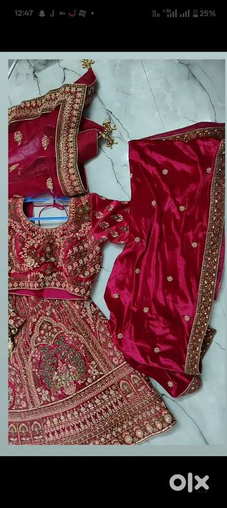 Premium Bridal Lehenga in Raani Pink Velvet – Like New Condition