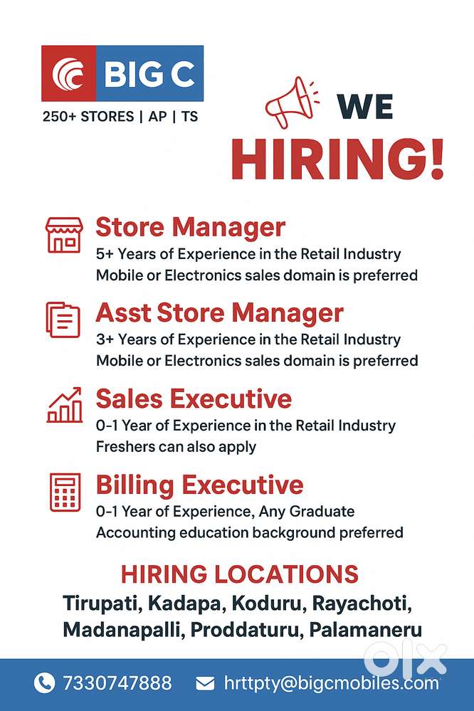 Store Manager, Sales Executive