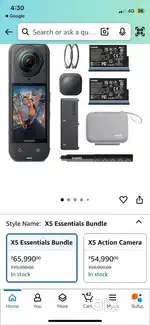 Insta 360 x5 essential bundel open box
