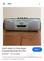 Sony Aiwa CS P506 Stereo Radio Cassette Recorder,AM/FM Very Good Worki