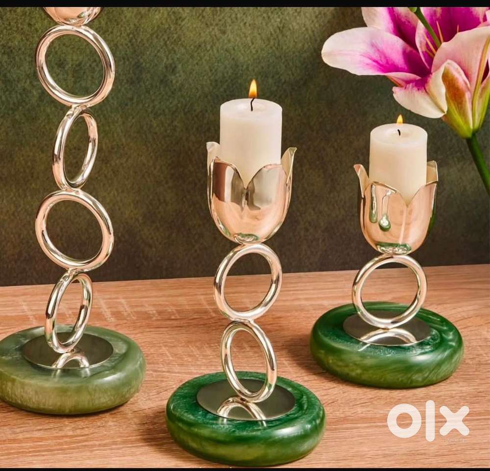 3 piece german silver candle stand