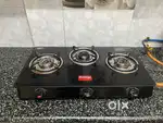 Prestige IRIS Toughened Glass-Top 3 Brass Burner