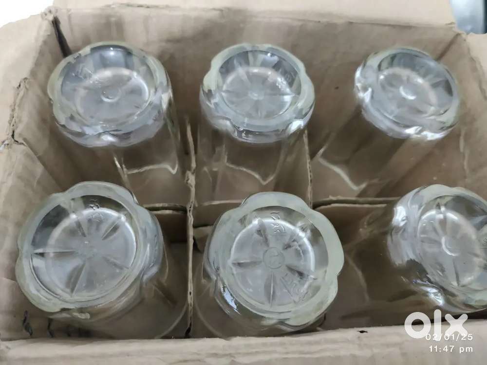 Glass Set of 6 ,Pickle Chini Mati Container, Tiffin