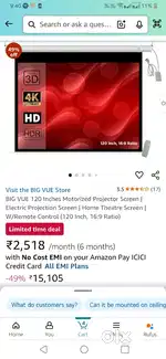 Home theater projector automatic 120inch screen