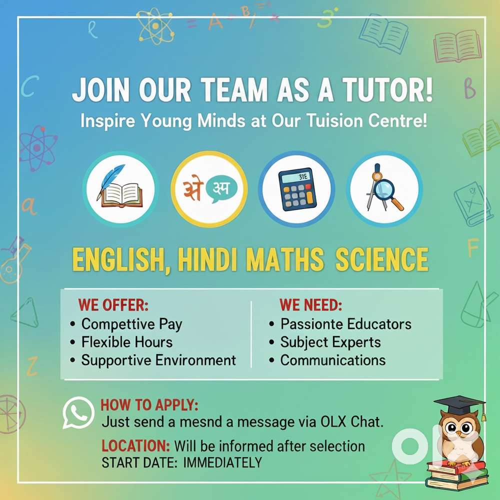 Need teacher for home tution and tution centre
