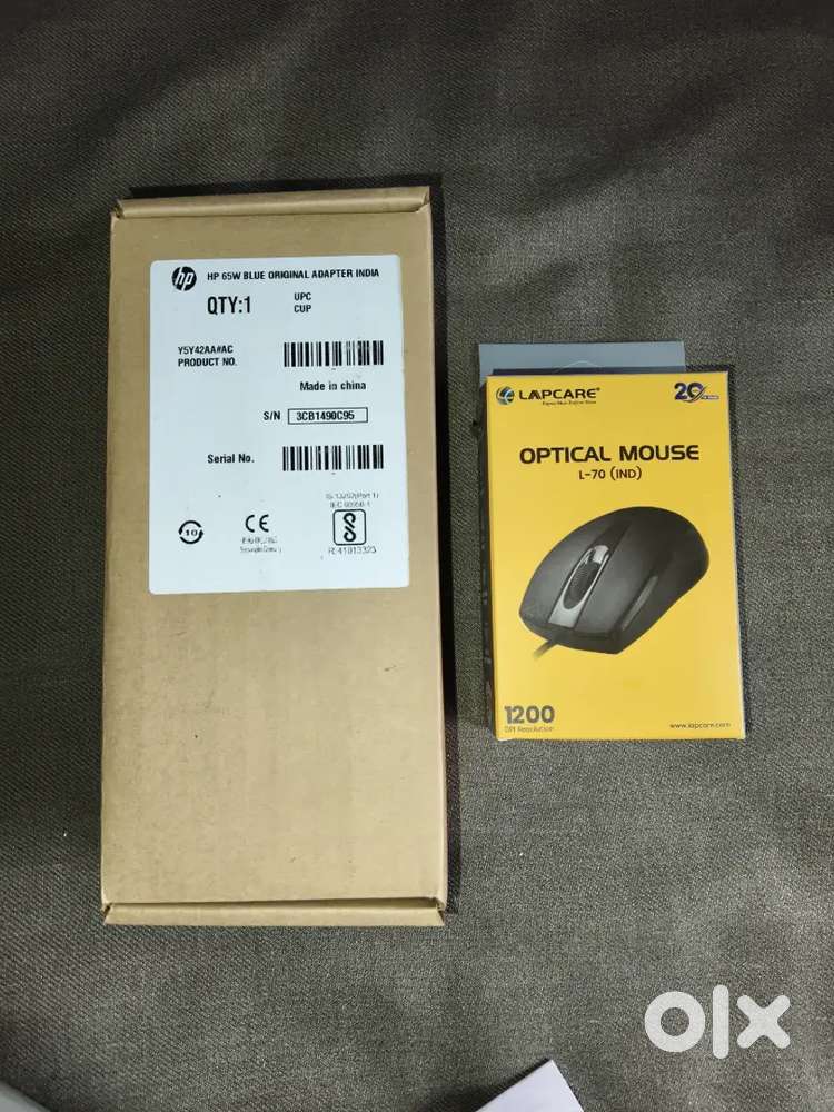 Hp 65 watt charger and lapcare usb mouse