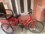 Teen Pahiye Wali Red Tricycle With Back Seat – Behtar Haalat Mein hai