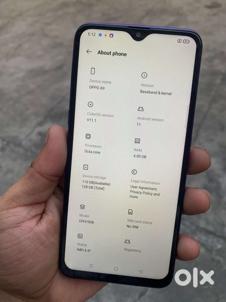 Oppo A9 4/128 good condition with bill no any problem