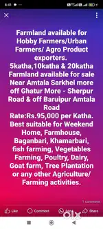 Land available for sale for Development of Farming/Agriculture busines