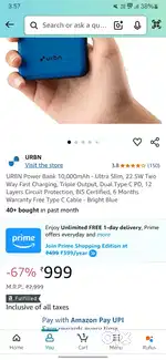 URBN 10000 mAH power bank only 6 month used