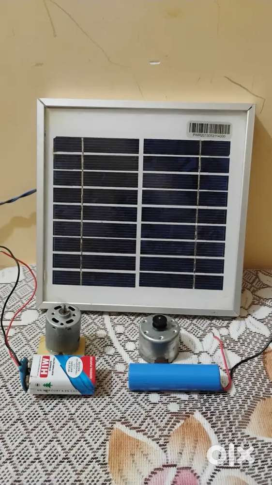 Solar panel 12v + 9v dc motor and 12v acdc motos +9v battery+1500mh