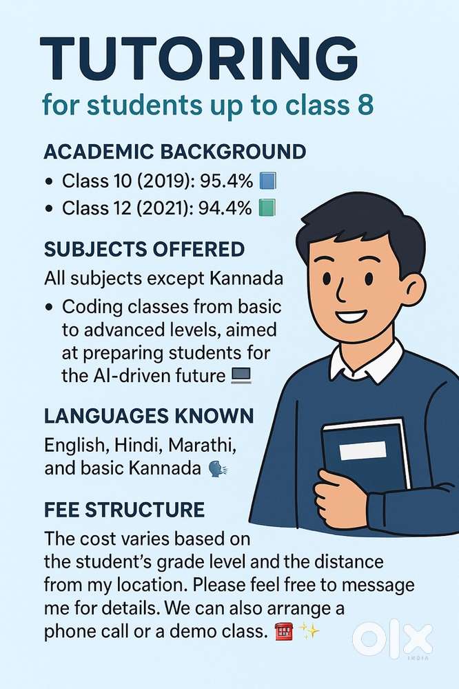 Home/Online tuition for All subjects upto class 8.