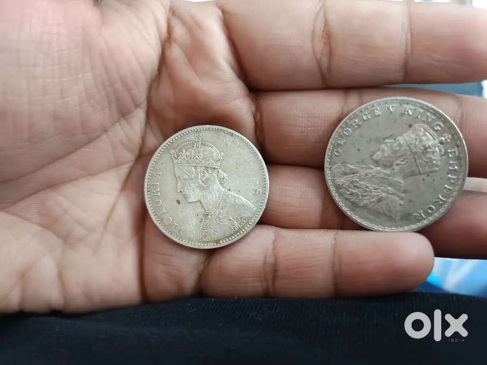 Old British One Rupee Silver Coins