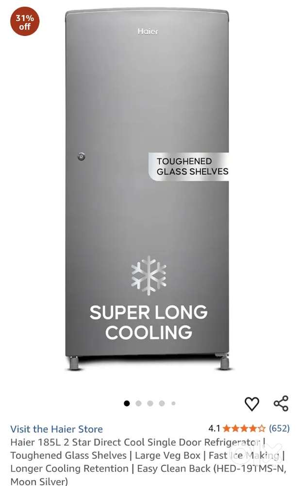 New Refrigerator ( Box pices not used ) Haier brand , 185 liter