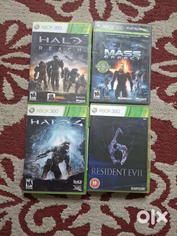 games  for X -box 360   HALO REACH HALO 4  MASS EFFECT RESIDENT EVIL