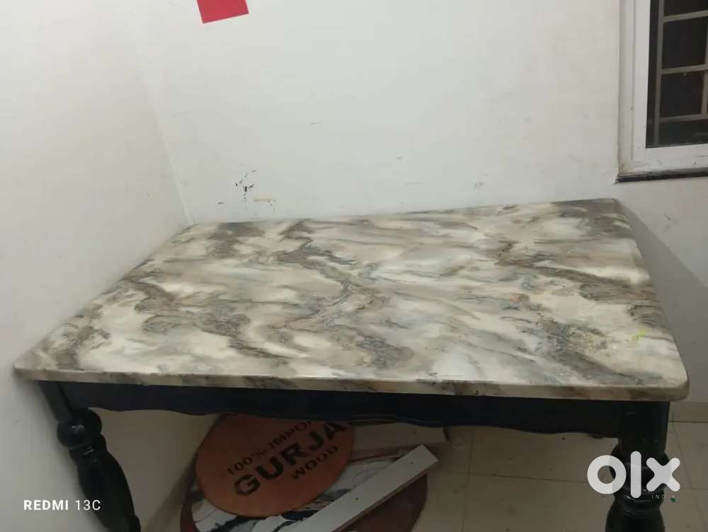 Dining Table Marble top and wooden Legs,  4  seater