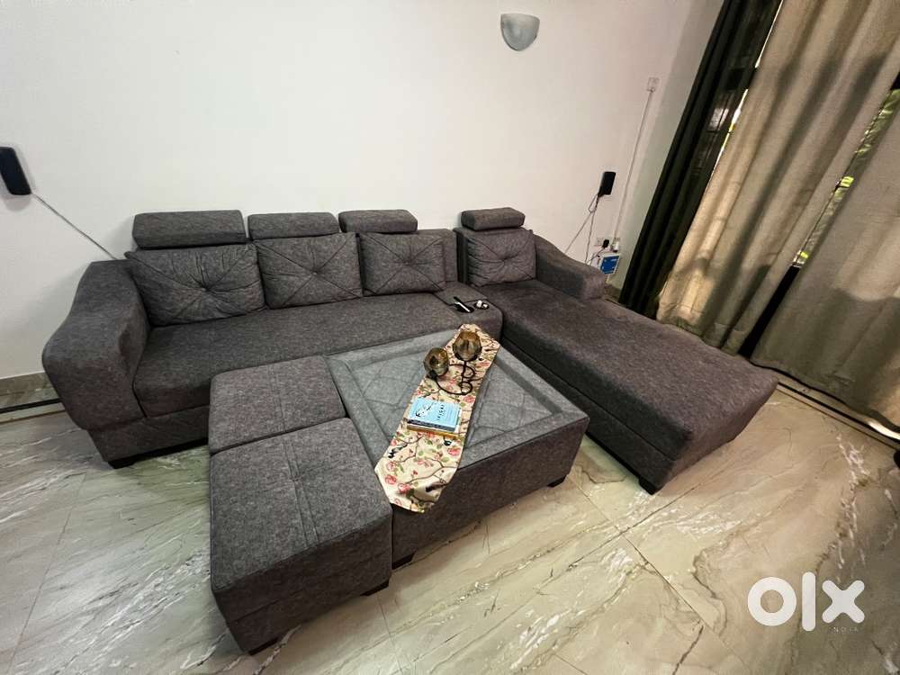 Barely used sofa set and dining table and metal beds