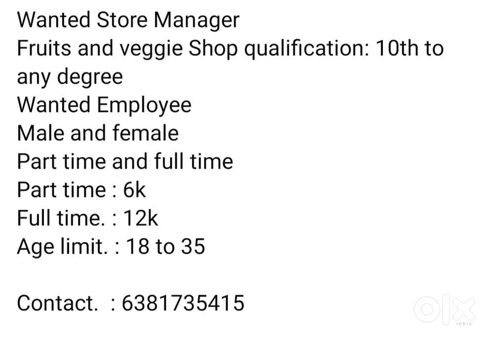 Store manager profile