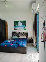Queens bed with storage and side table