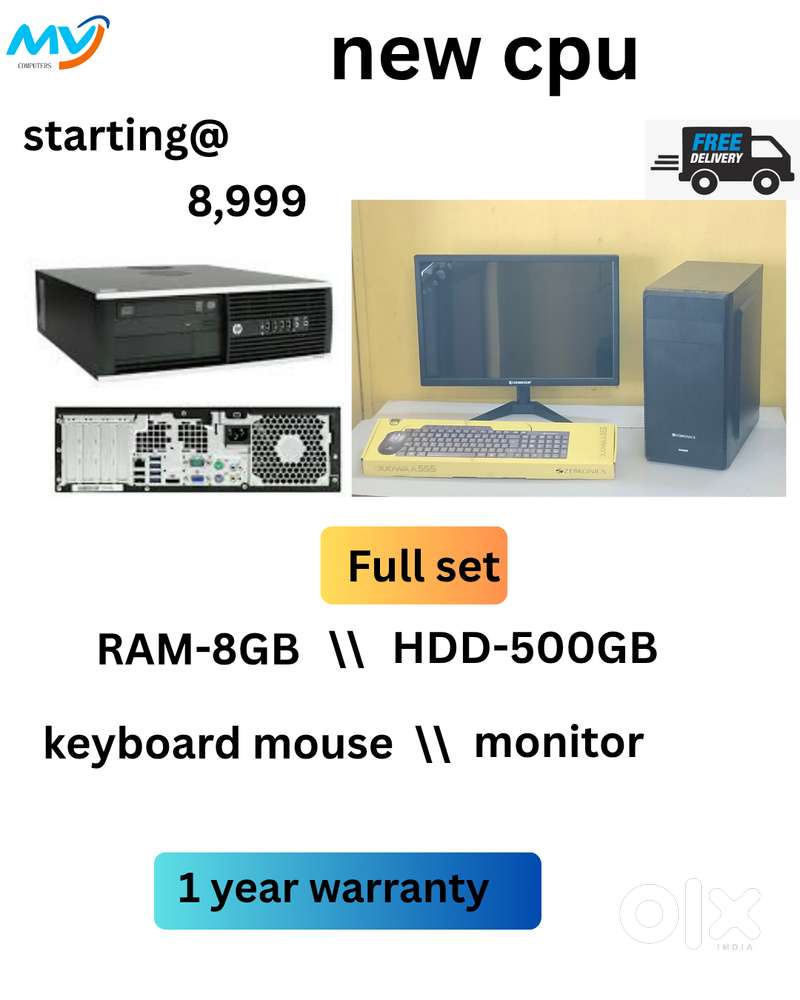 Hard Disk - 500GB  All Basic Software Loaded  Desktop Laptop CPU Full