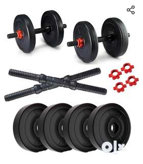 Kore PVC DM 4-40 Kg (Black/Black-Red/3 IN 1 Convertible) Dumbbells Set and Fitness Kit for Men and W...