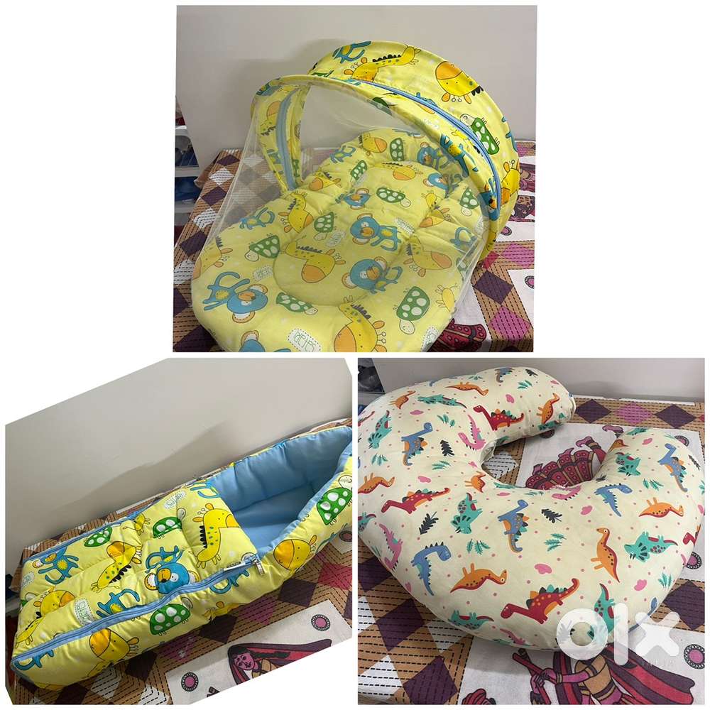 Baby zoe bed set, portable bed and feeding pillow 3 items