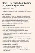 Chef – North Indian Cuisine & Tandoor Specialist