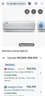 bluestar A/C 0.8 Ton