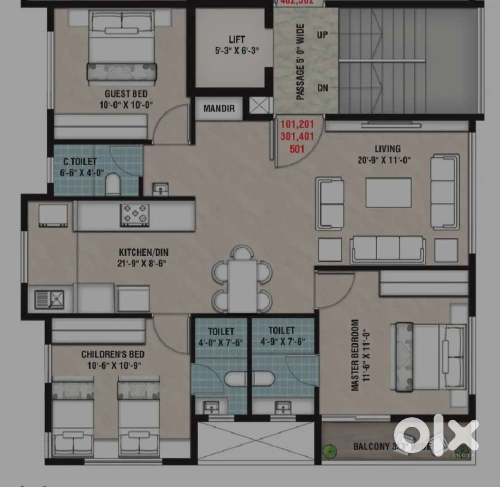 @ Chetna Nagar Rane Nagar 1328 sqft 3bhk flat for sale