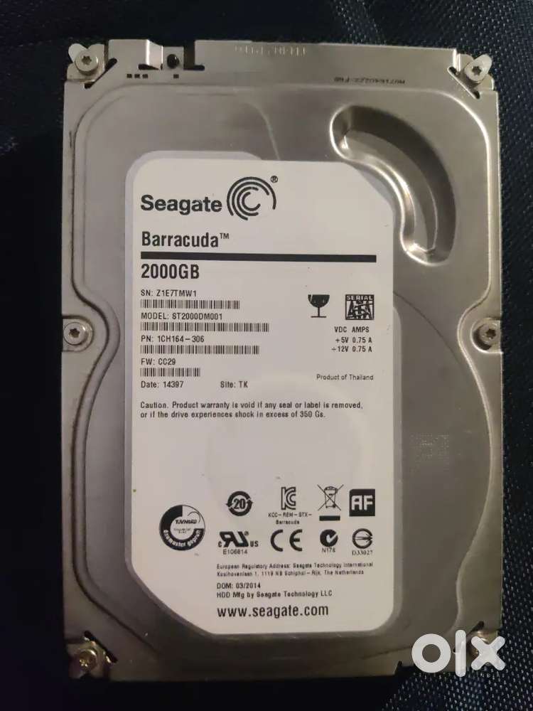 Seagate 2 TB Barracuda Desktop SATA HDD (LIGHTLY USED IN SERVER)