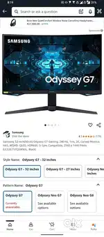 SAMSUNG ODYSSEY G7 240Hz WQHD 32 GAMING MONITOR 23 MONTHS USED