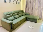 luxury L-shaped sofa cum bed with STORAGE and CUSHIONS