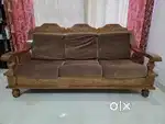 3+1+1 Teak wood sofa with teak teapoy 1 year old