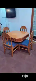 Dining table square with 5 chairs both made pure teakwood