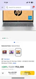 Hp intel core i5 13th gen 8gb/512ssd 15.6 screen