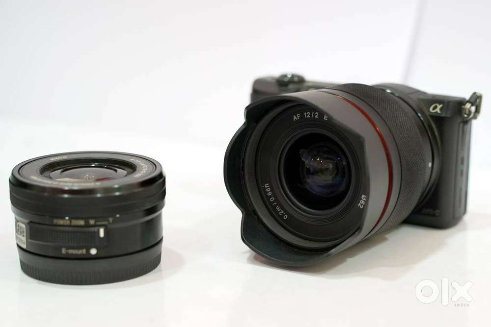 Sony a5100 Camera with 16-50 kit lens and 12 mm wide angle lens